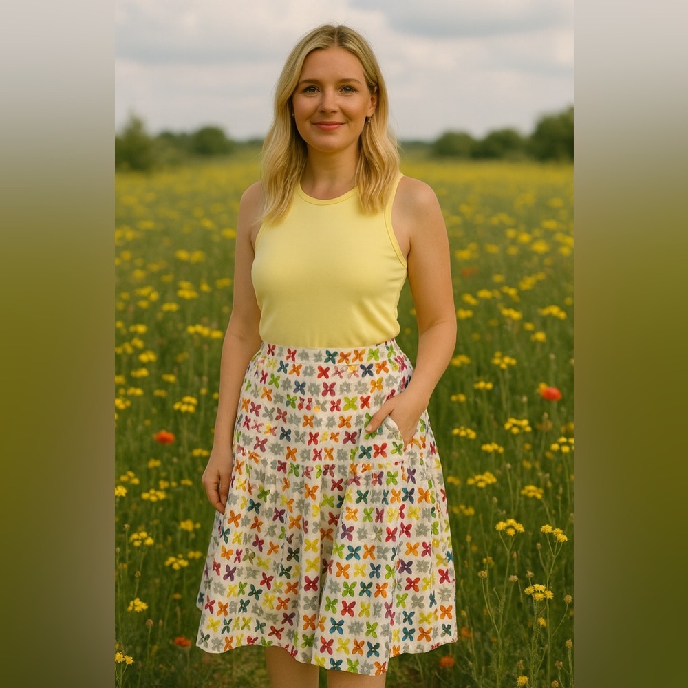 Oilily Colorful Linen Butterfly Skirt